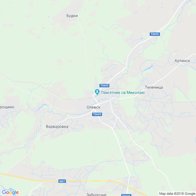карта Олевск