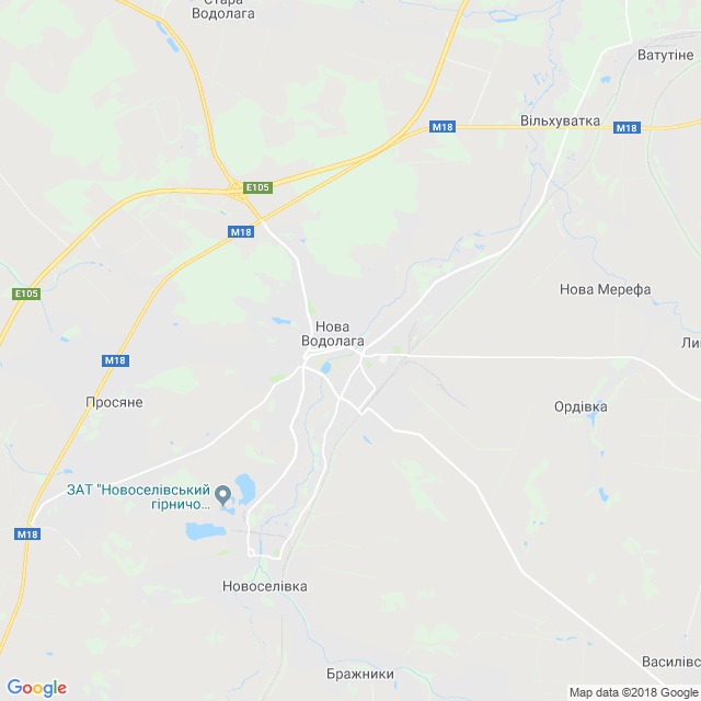 Нова Водолага - Карта, мапа  - Харківська область - mistaUA